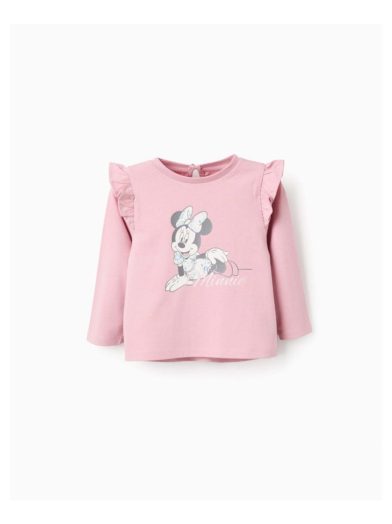 T-Shirt à Manches Longues en Coton Minnie Rose clair - Kiabi