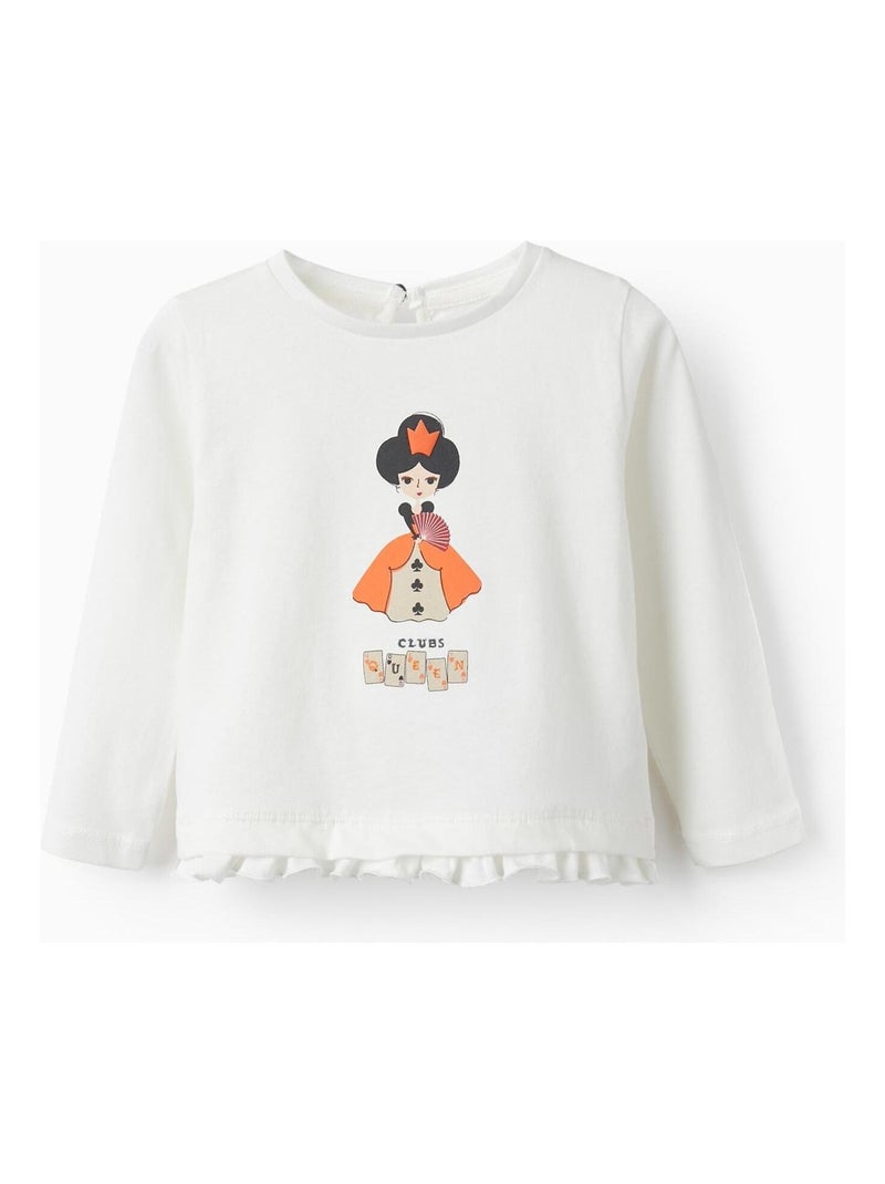 T-shirt à manches longues en coton pour bébé fille 'Clubs Queen' manches longues  ACE CLUBS Blanc - Kiabi
