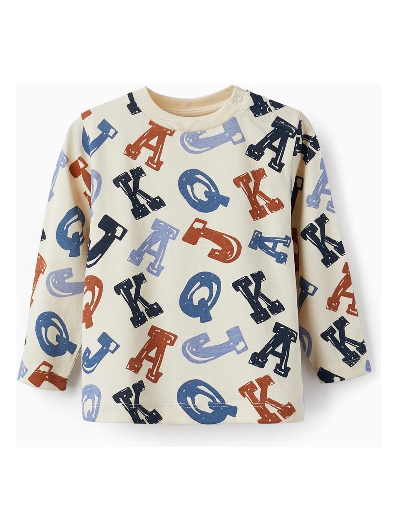 T-shirt à manches longues en coton pour bébé garçon 'Alphabet' manches longues  ACE CLUBS Beige clair - Kiabi