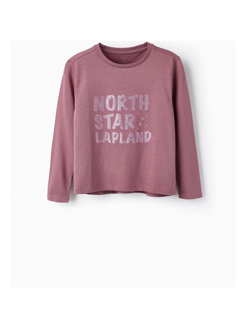 T-shirt à manches longues en coton pour fille 'North Star' manches longues  NORTHERN CALLING Violet - Kiabi