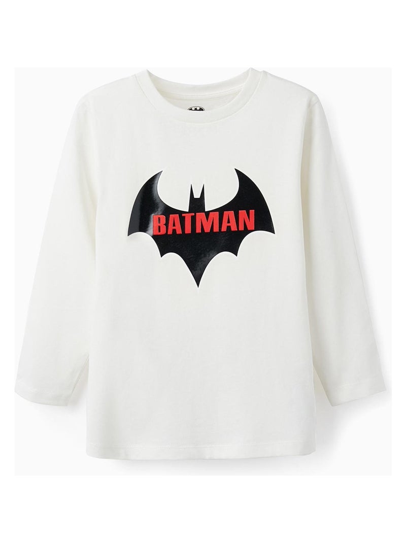 T-shirt à manches longues en coton pour garçon 'DC'   WARNER BATMAN Blanc - Kiabi