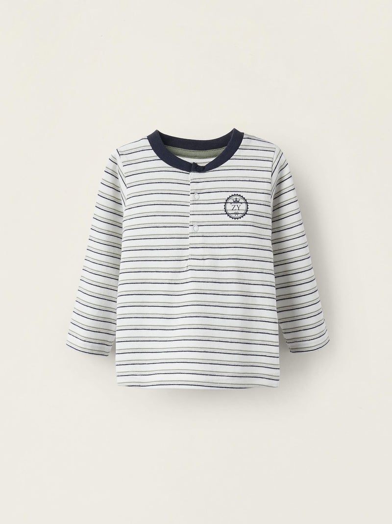 T-shirt à manches longues en coton pour nouveau-né 'Rayures' manches longues  BALMORAL'S AFTERNOONS Blanc - Kiabi