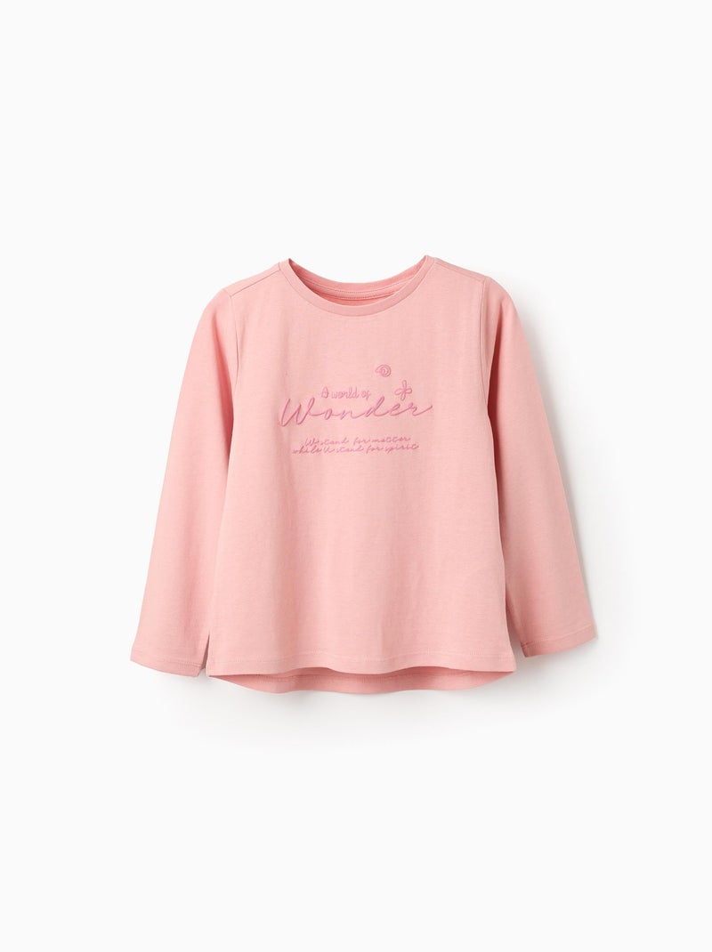 T-shirt à Manches Longues en Coton Rose - Kiabi
