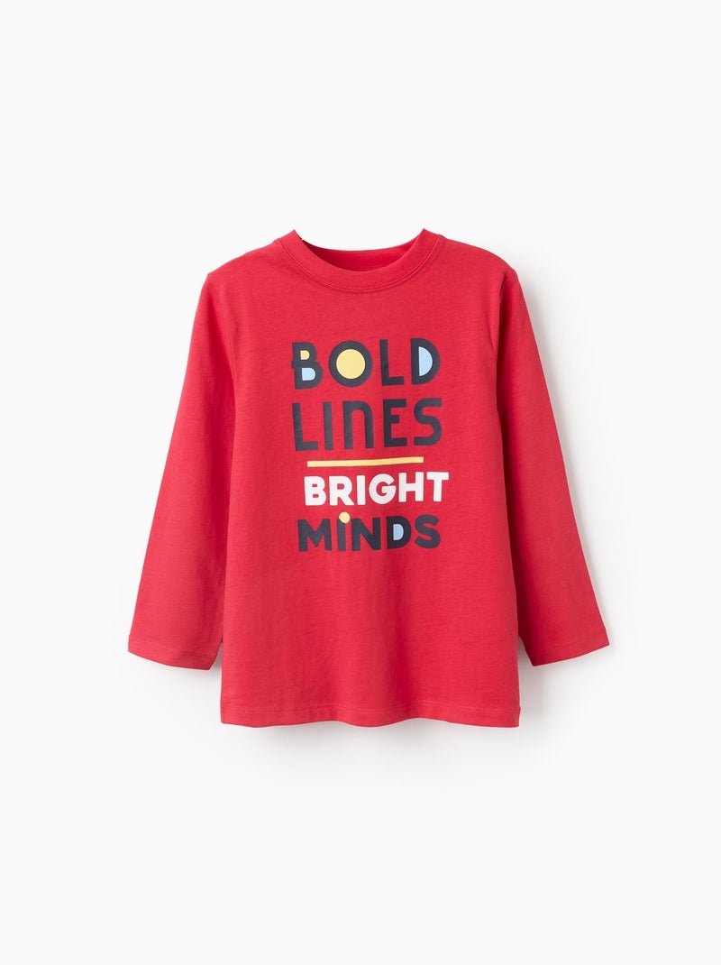 T-shirt à Manches Longues en Coton Rouge - Kiabi