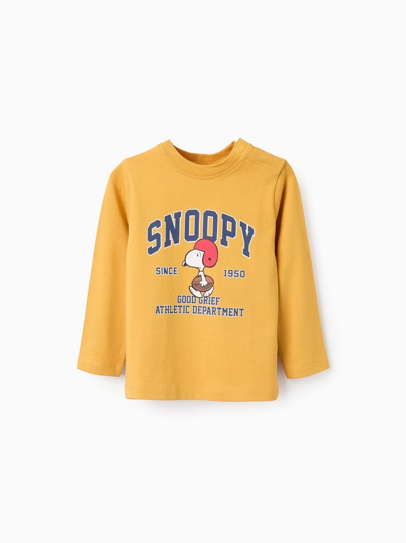 T-shirt à Manches Longues en Coton Snoopy Jaune - Kiabi