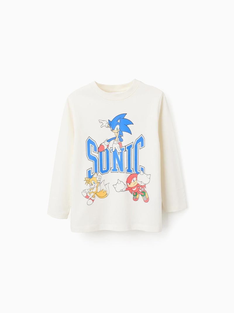 T-Shirt à Manches Longues en Coton Sonic Beige clair - Kiabi