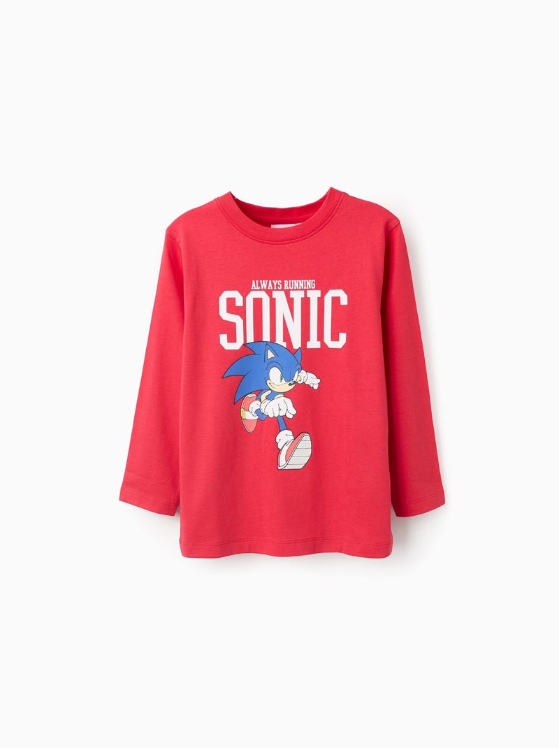 T-Shirt à Manches Longues en Coton Sonic Rouge - Kiabi