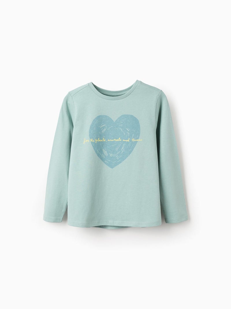 T-shirt à Manches Longues en Coton Vert clair - Kiabi