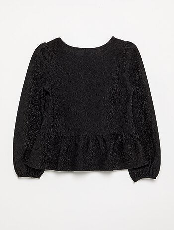 T-shirt à manches longues en maille brillante avec nœuds