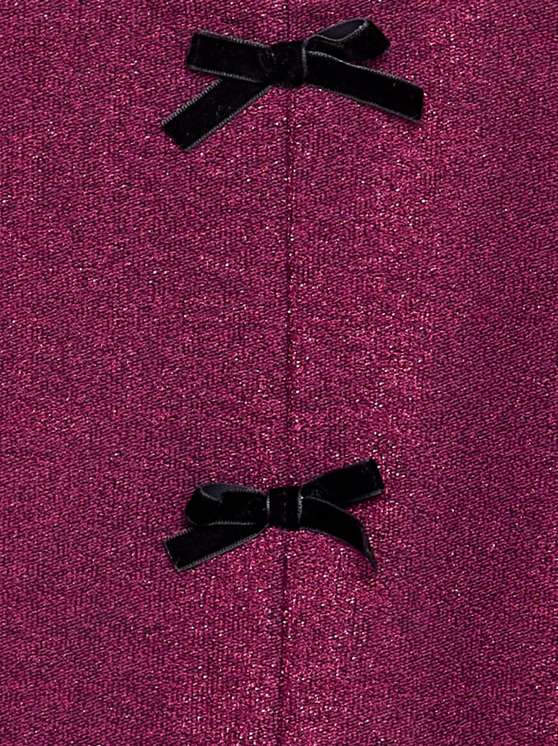 T-shirt à manches longues en maille brillante avec nœuds Rouge - Kiabi