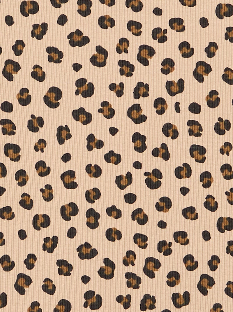 T-shirt à manches longues en maille côtelée Beige - Kiabi