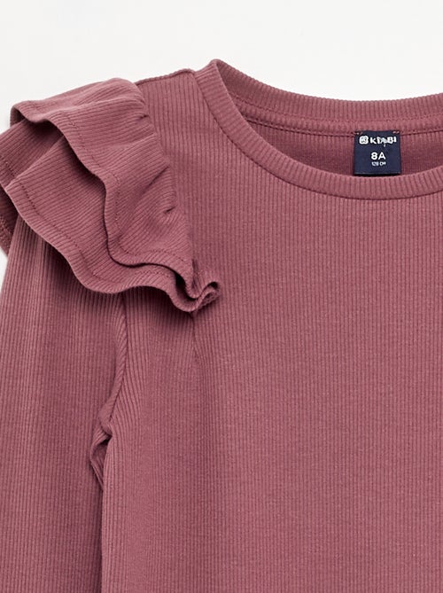 T-shirt à manches longues en maille côtelée - Kiabi