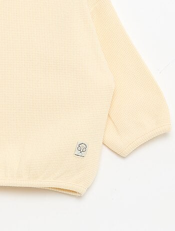 T-shirt à manches longues en maille gaufrée