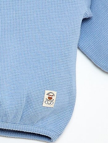 T-shirt à manches longues en maille gaufrée