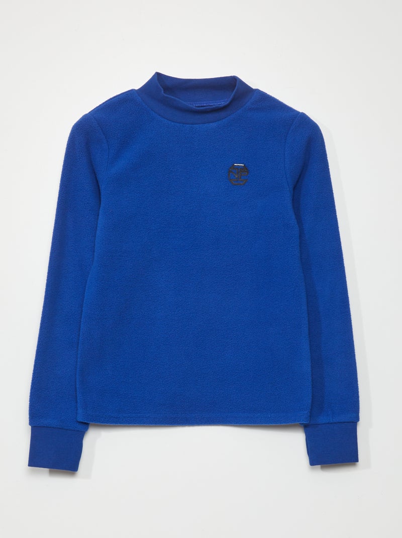T-shirt à manches longues en maille polaire Bleu - Kiabi