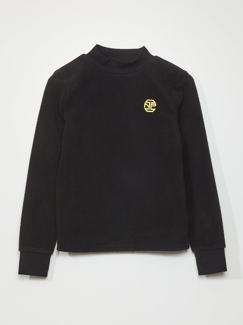 T-shirt à manches longues en maille polaire Noir - Kiabi