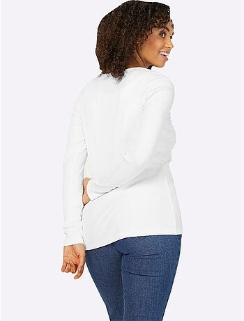 T-shirt à Manches Longues Encolure Avec Patte De Boutonnage - Taille Standard - Helline