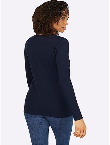 T-shirt à Manches Longues Encolure Avec Patte De Boutonnage - Taille Standard - Helline