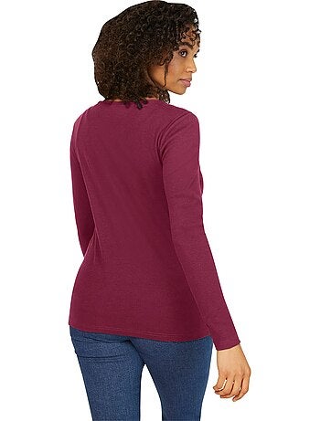 T-shirt à Manches Longues Encolure Avec Patte De Boutonnage - Taille Standard - helline