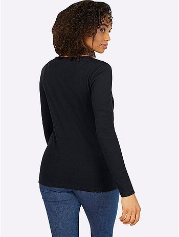 T-shirt à Manches Longues Encolure Avec Patte De Boutonnage - Taille Standard - Helline