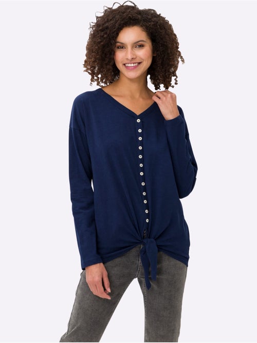 T-shirt à Manches Longues Encolure En V - Taille Standard - Helline - Kiabi
