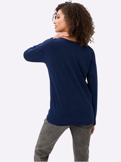 T-shirt à Manches Longues Encolure En V - Taille Standard - Helline - Kiabi