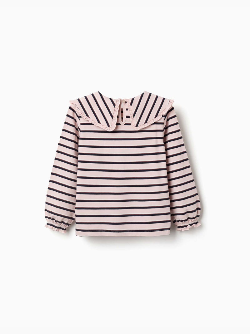 T-shirt à manches longues et à rayures Rose clair - Kiabi