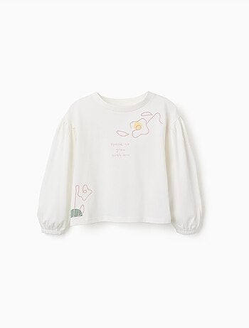 T-shirt à manches longues et bouffantes avec imprimé
