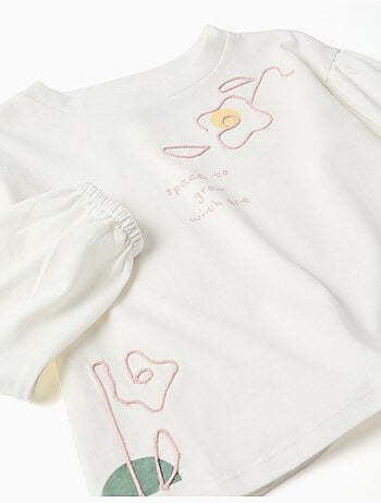 T-shirt à manches longues et bouffantes avec imprimé