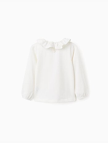 T-Shirt à Manches Longues et Col à Volants