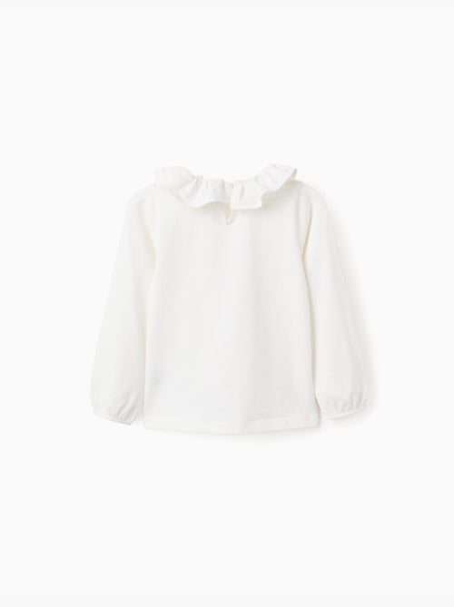 T-Shirt à Manches Longues et Col à Volants - Kiabi