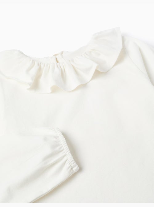 T-Shirt à Manches Longues et Col à Volants - Kiabi