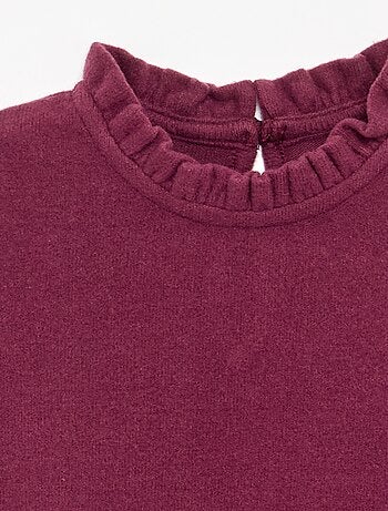 T-shirt à manches longues et col volanté