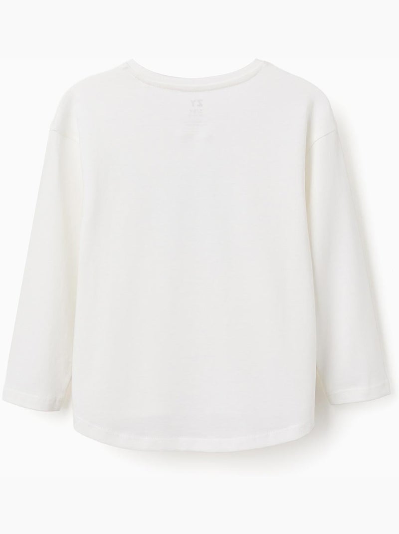 T-shirt à manches longues et imprimé en relief Blanc - Kiabi