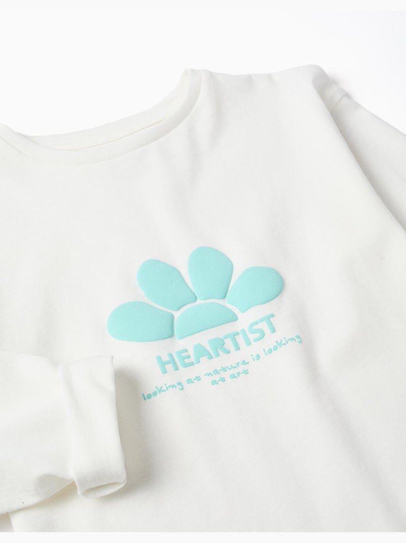 T-shirt à manches longues et imprimé en relief Blanc - Kiabi