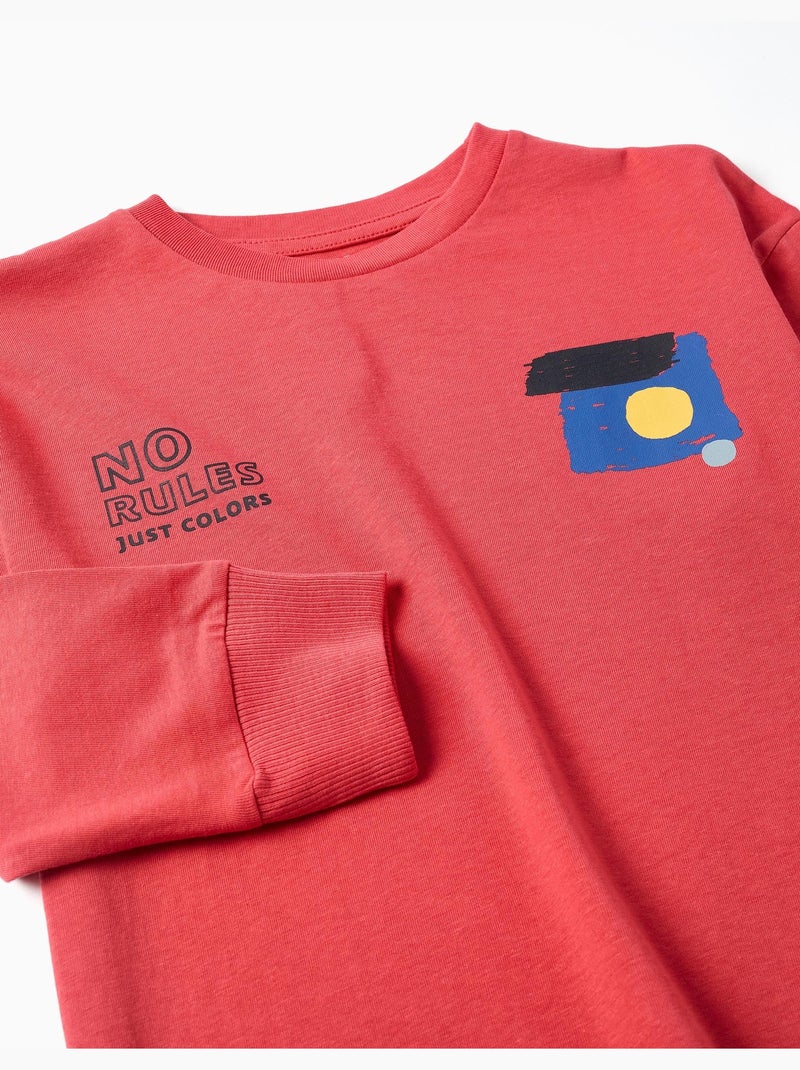 T-shirt à manches longues et imprimé No Rules Rouge - Kiabi