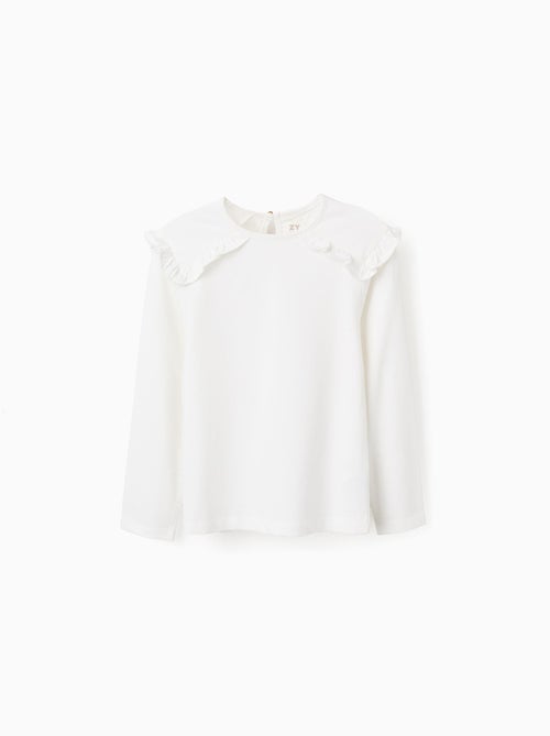 T-Shirt à Manches Longues et Volants aux Épaules - Kiabi