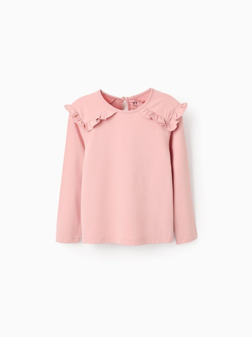 T-Shirt à Manches Longues et Volants aux Épaules - Kiabi