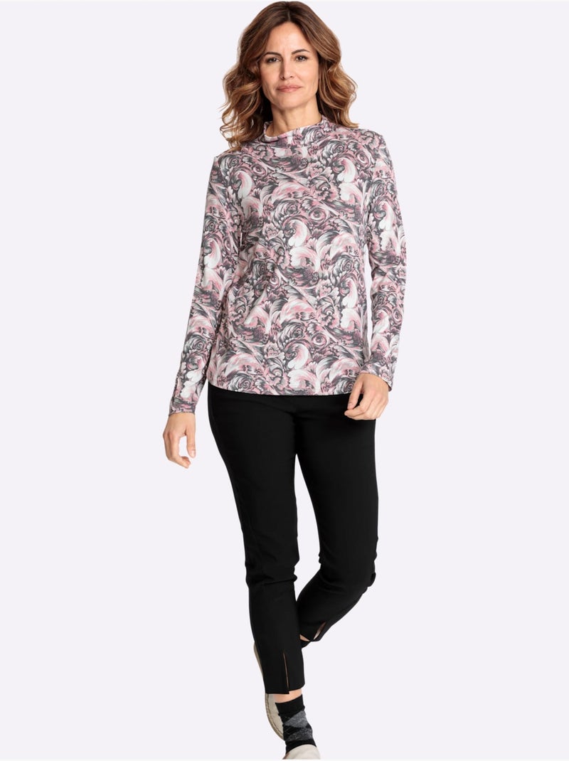 T-shirt à Manches Longues Extensible - Taille Standard - Witt Blanc Rose - Kiabi
