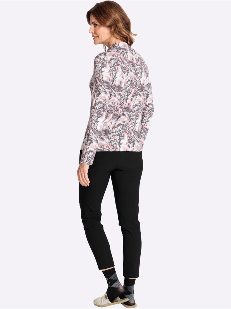 T-shirt à Manches Longues Extensible - Taille Standard - Witt Blanc Rose - Kiabi