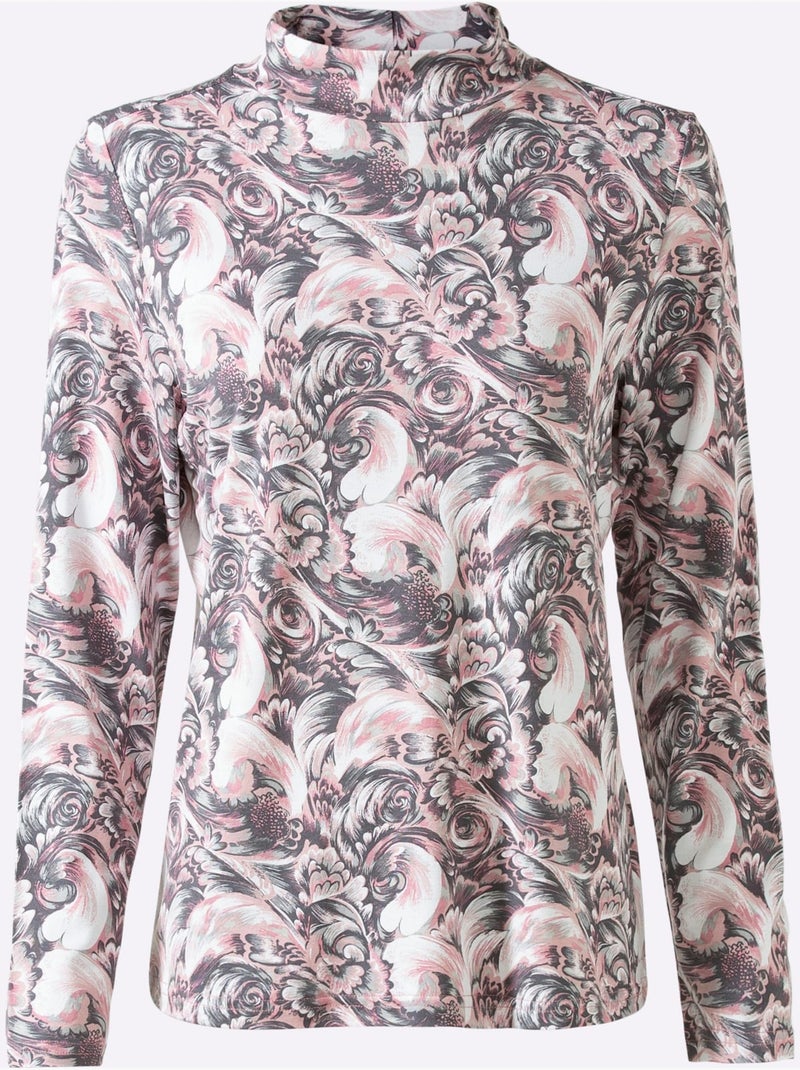 T-shirt à Manches Longues Extensible - Taille Standard - Witt Blanc Rose - Kiabi