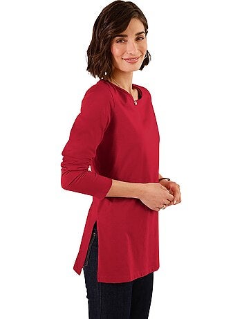 T-shirt à Manches Longues Hautes Fentes Latérales Originales - Taille Standard - Moda Vilona