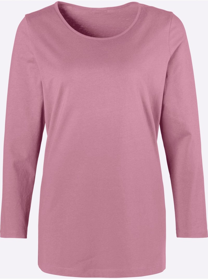 T-shirt à Manches Longues Hautes Fentes Latérales Originales - Taille Standard - Moda Vilona Rose - Kiabi
