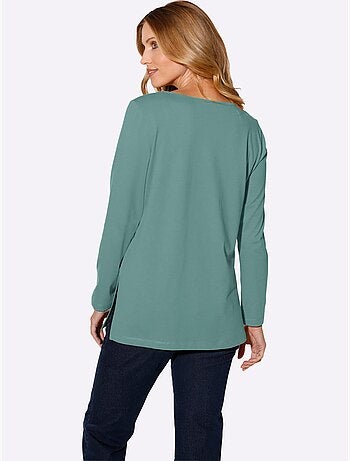 T-shirt à Manches Longues Hautes Fentes Latérales Originales - Taille Standard - Moda Vilona