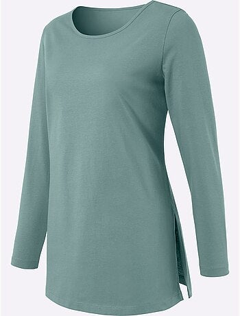 T-shirt à Manches Longues Hautes Fentes Latérales Originales - Taille Standard - Moda Vilona