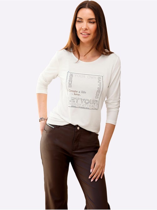 T-shirt à manches longues imprimé - taille standard - helline - Kiabi T-shirt à manches longues imprimé - taille standard - helline - Kiabi
