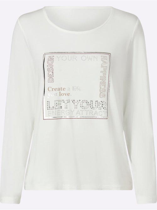 T-shirt à manches longues imprimé - taille standard - helline - Kiabi T-shirt à manches longues imprimé - taille standard - helline - Kiabi