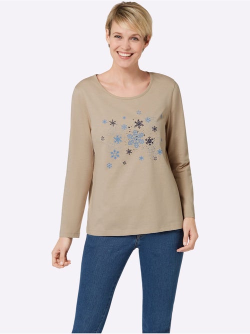 T-shirt à manches longues imprimé - taille standard - moda vilona - Kiabi T-shirt à manches longues imprimé - taille standard - moda vilona - Kiabi