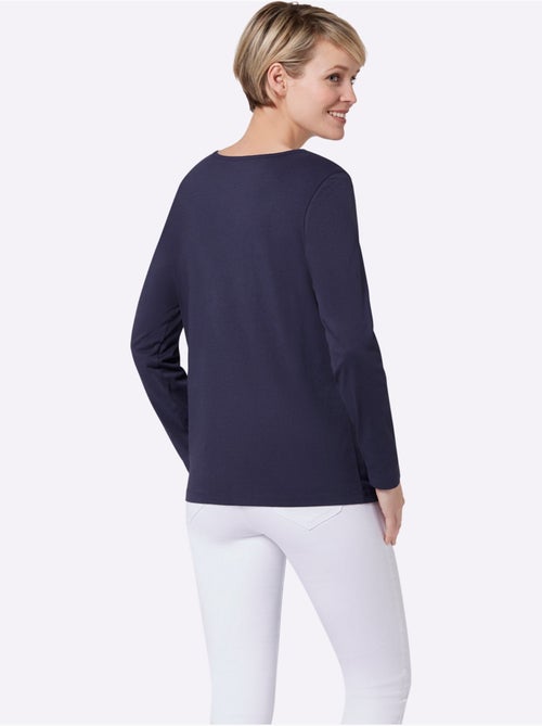 T-shirt à manches longues imprimé - taille standard - moda vilona - Kiabi T-shirt à manches longues imprimé - taille standard - moda vilona - Kiabi