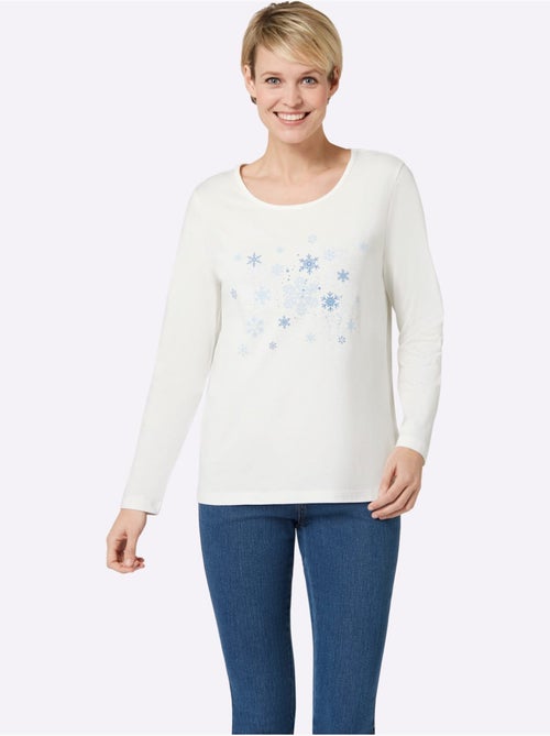 T-shirt à manches longues imprimé - taille standard - moda vilona - Kiabi T-shirt à manches longues imprimé - taille standard - moda vilona - Kiabi